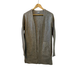 KISMET Grey Knit Open Long Sleeve Front Pocket Duster Cardigan Sweater XS